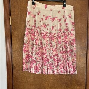 JM Collection Pink Floral A-Line Skirt on Cream